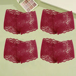 4Pcs Lace Sexy Lingerie Female Low-Waist Breathable Lingerie Hollow Out Comfortable Underpants Transparent Sexy Intimates S-XXL