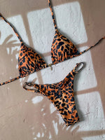 2026 Sexy Bikini 2 Piece Set Drawstring Straps Black Leopard Print Swimsuit For Women Summer New A Knot On The Chest