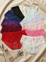 10 PCS/Set Women's Lace Panties Sexy Lace Female Underwear Low Rise Floral Sheer Panties