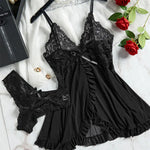 Sexy Women Lace Lingerie Set, Transparent Pink Lace Camisole & Panties Suit, Sexy Romantic Night V-Neck Temptation Hot Sleepwear