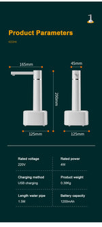 Electric gallon pump desktop water dispenser, rechargeable water bottle pump, automatic water dispenser