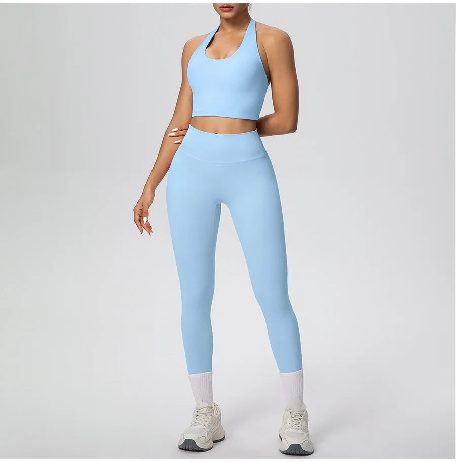 Yoga Clothing Set Women's High Waisted Leggings and Top 2 Piece Seamless Fitness Exercise Clothing Gym Sportswear Tracksuits