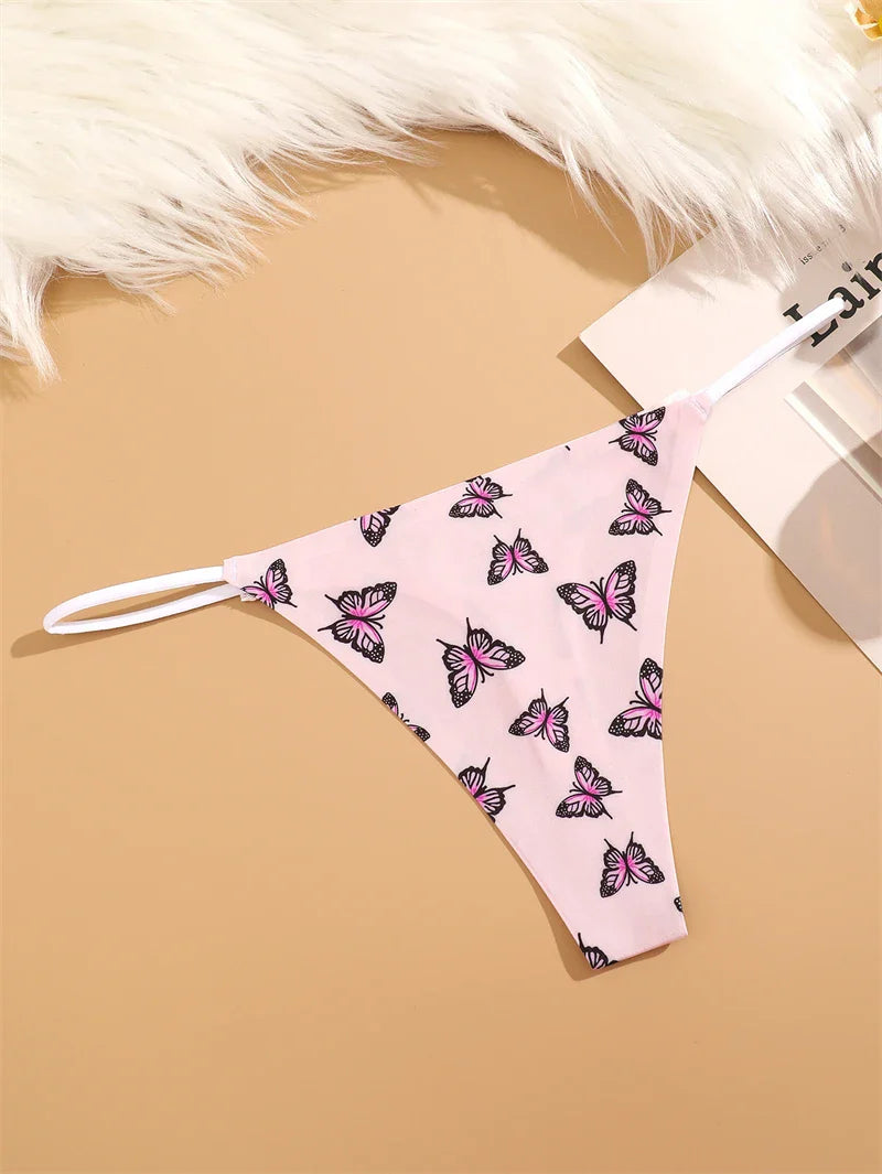 7PCS Women Seamless Leopard Butterfly Panties Sexy Ultra-thin Briefs Female Ice Silk No Trace Underwear Low Rise Soft Lingerie