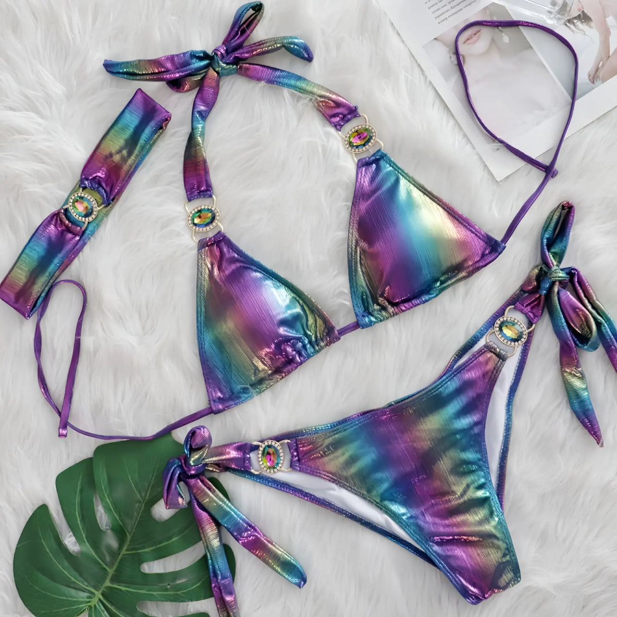 Glossy Sexy Bikinis 2026 Swimsuit With Rhinestones Women Swimwear Female Push Up Bikini Beach Swim Wear Bathing Suit Pool Bather