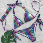 Glossy Sexy Bikinis 2026 Swimsuit With Rhinestones Women Swimwear Female Push Up Bikini Beach Swim Wear Bathing Suit Pool Bather