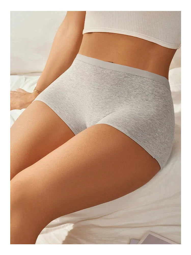 New 4PCS Women's Panties Cotton Seamless Sports Boxers Underwear Female Solid Color Cozy Lingerie Intimate Underpants XS-XL