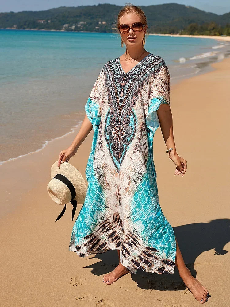 Easy Dry Beach Cover Up Robe Plage Vestido Playa Beach Pareo Swimsuit Cover Up Beachwear 2025 Bathing Suit Women Maxi Dress
