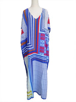 2025 Loose Boho Style Maxi Dress Print Face Swim Suit Cover-up Bohemian Dress Robe Plage Kaftan Maxi Dress Beach Wear Tunics