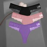 3Pcs/set Cotton Thongs Lace Bikini Underpants Women S-XL T-Back Underwear Ladies G-string Soft Thong Panties Female Lingerie New
