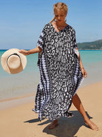 2025 Loose Boho Style Maxi Dress Print Face Swim Suit Cover-up Bohemian Dress Robe Plage Kaftan Maxi Dress Beach Wear Tunics