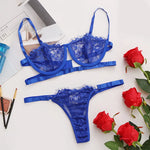 Thin Sexy Lingerie Bra SetErotic Push Up Breves Sets Woman Lace Transparent Underwear Embroidery Thong Kit Delicate Underwear