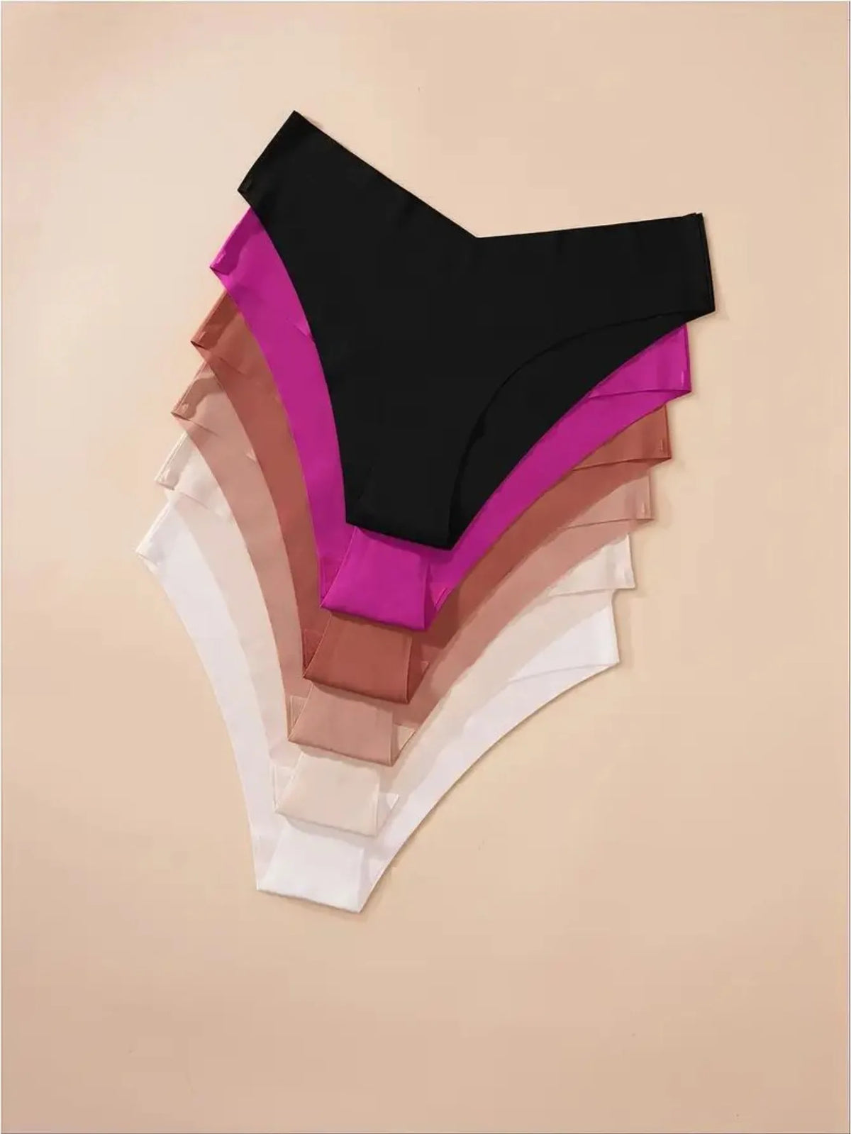 6 Pcs/Set Women's V-Waist Low-Rise Cotton Bikini Briefs - Seamless, Skin-Friendly, 100% Cotton Crotch, 8 Solid Colors, S-XL