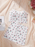 Women Cute Nightgown Underwear Nightdress Suit Female Nighties Cami Top Printed Shorts Soft Pyjamas Loungewear