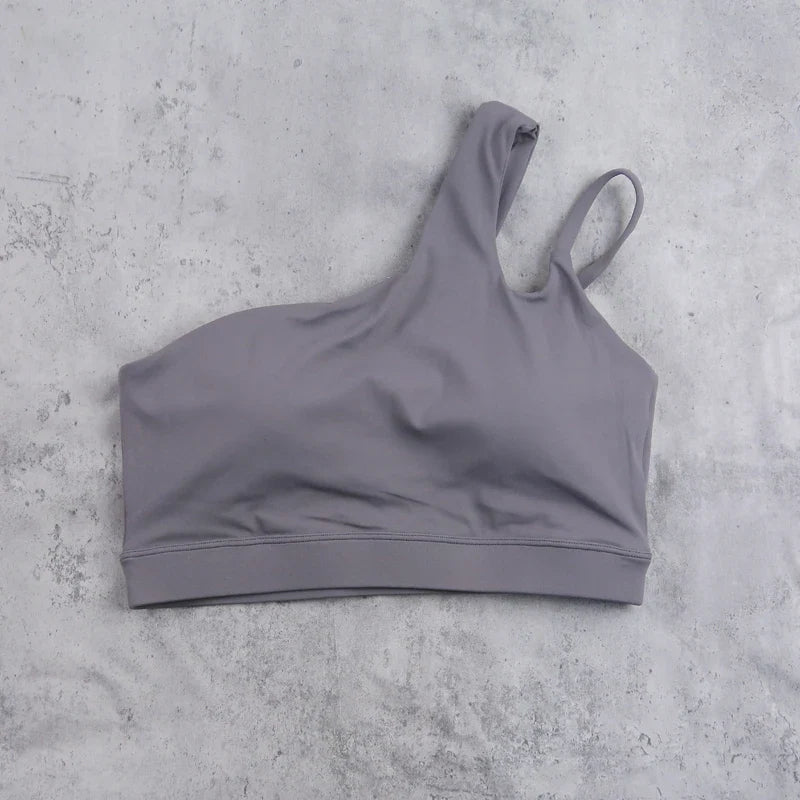 DIA FIT JOY Yoga Sports Bra Single Shoulder Irregular Strap Naked feel Sensation Beautiful Back Design Comfortable Breathable