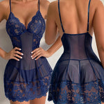Transparent Sexy Underwear Women Nightdress Teddy Suspender Night Dress Erotic Set Plus Size Deep V Dress Hot Lingerie &Thong
