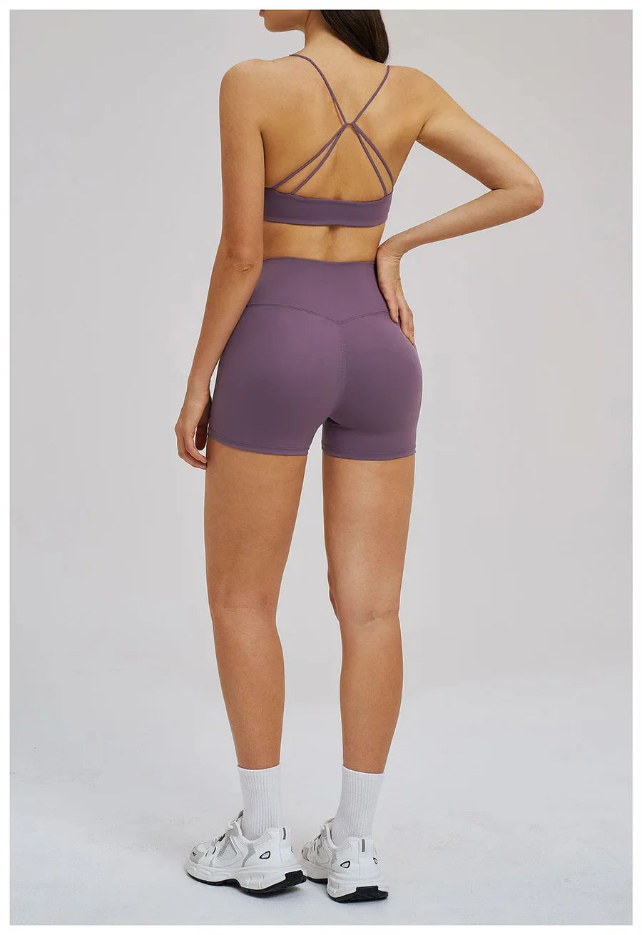 Women 2 Piece Gym Workout Set Female Bra Yoga Shorts Vest Fitness Wear Quick-DrySports Bra Suits Sportswear Tracksuit Outfits