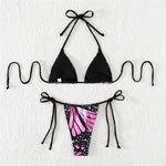 Sexy 4 Colors Printed Halter Padded Bikini Female Swimsuit Women Swimwear Two-pieces Bikini set Bather Bathing Suit Swim K4910