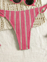 Sexy Orange Striped Bikini Set 2026 Women Halter Push Up Bra Tassel Bandage Thong Swimsuit Summer Holiday Bathing Suit Swimwear