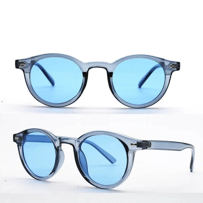 Vintage Rice Nail Round Sunglasses Men Women Brand Hawksbill Blue Shades Eyewear Female Brand Design Sun Glasses Men oculos