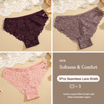 3Pcs Lace Sexy Transparent Panty Women's Panties Sexy Breathable Pink-Brown Series Underwear Female Low Waist Soild Lingerie