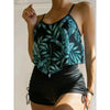 New Green Orange Ruffle Tankini Sets Swimwear High Waist Women Two Pieces Swimsuit Summer Drawstring Sporty Shorts Bathing Suits test