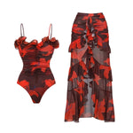 Floral 2Pcs Sexy Swimsuit 2026 Bandeau Biquini Women Bikini Push UpSwimwear Female Swim Suits Cover Up Bathingsuit Beachwear