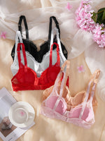 5PCS Fashionable Sexy lingerie set Floral Lace cup surface Design Thin sexy bras Comfortable Unpadded Women's underwear set