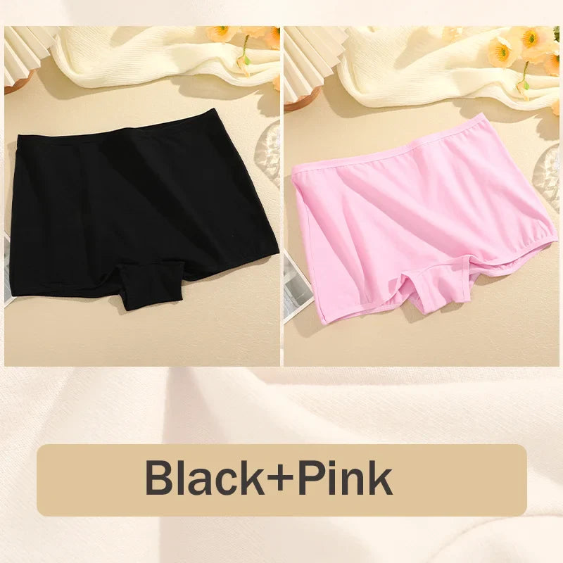 2PCS Women's Panties Cotton Seamless Sports Boxers Underwear Female Solid Color Briefs Cozy Lingerie Intimate Underpants XS-XL