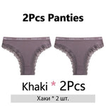 FINETOO 2Pcs/Set Women Cotton Brazilian Panties Plus Size M-2XL Lingerie Sexy Lace Underwear Low Rise Girls Intimates Underpants