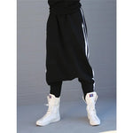 Striped Black Harem Pants for Women 2025 New Wide Casual Pockets Female Sportwear Trousers Ladies Bottpms 55977