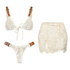White Crochet 3Pcs Bikini Set Sexy Women Swimsuit Push Up Swimwear Brazilian Biquini Beach Skirt Micro Bikinis Bathing Suits test