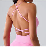 Women Sports Underwear Beautiful Back Cross Back Fitness Sports Bra Top Gym Yoga Athletic Tight Workout Jog Soft With Chest Pad