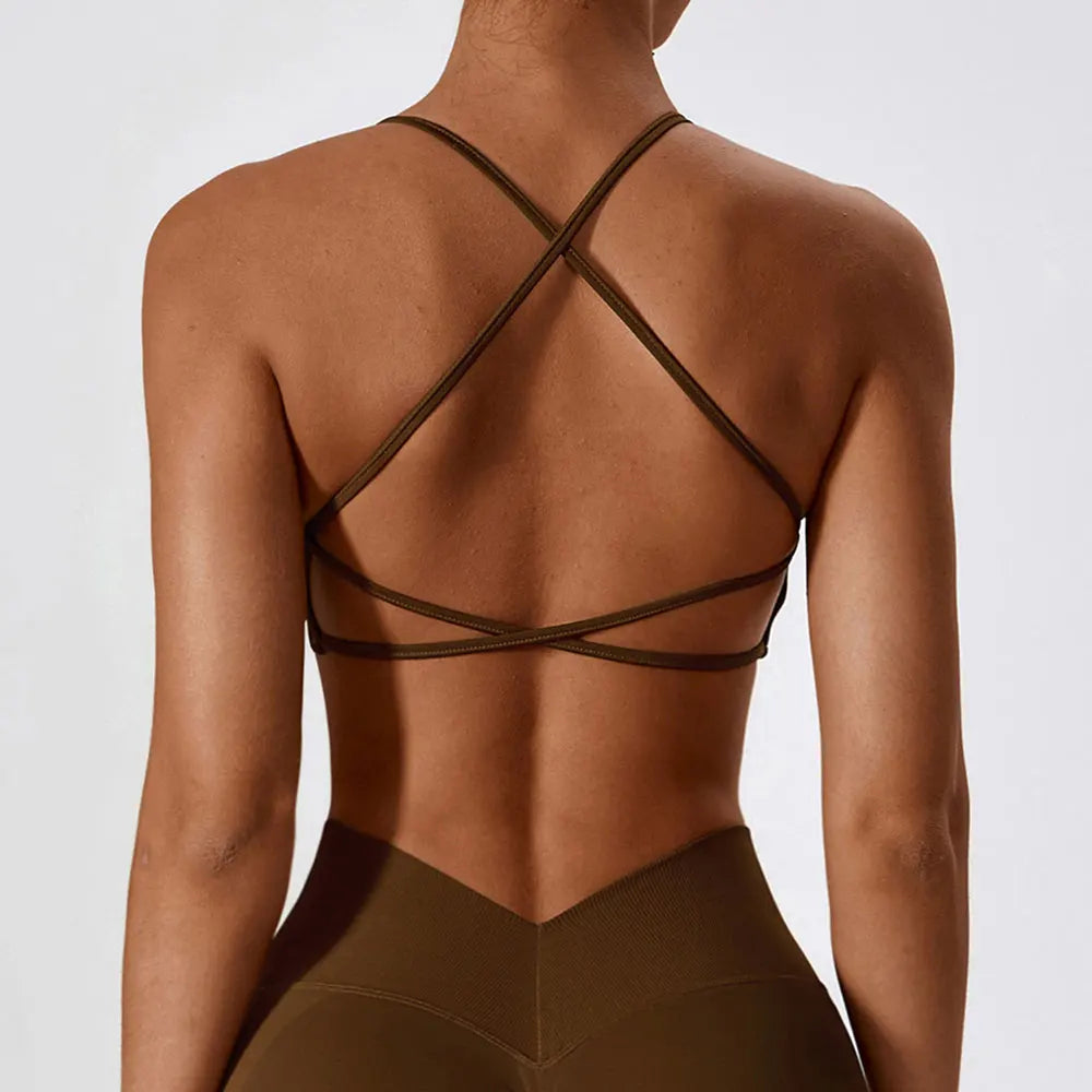 Women Cross Strap Sports Bra Women Push Up Sport Bra Yoga Gym Crop Top Brassiere Fitness Top Seamless Sport Bra Breathable Bras
