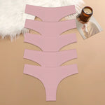 5PCS Seamless Maillard Panties Ultra-thin Brazilian panties Women Ice Silk Underwear Sexy Panty Low Waist G-string Female Solid