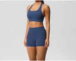2PCS Yoga Set Gym Clothes Sportswear Women Tracksuit Fitness Tracksuit Workout Suit Sports Bra Gym High Waist Push Up Shorts