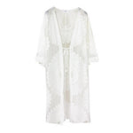One SizeSexy Lace Up Summer Beach Cover Up Solid Color Women Beach Dress Flower Embroidery Women Clothes