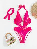 Orange Tie Dye Gradient One Piece Swimsuit 2025 Women Hollow Out Underwire Backless Monokini Beach Bathing Suit Band Swimwear