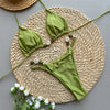 Solid Green Swimwears Sexy Halter Triangle Bead String Bikini Mini Micro Thong Swimsuit Woman 2026 Summer Brazilian Bikinis Sets test