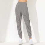 Hearuisavy Yoga Pants Loose Slim Quick-Dry Yoga Pants Pleated Hem Bound Running Fitness Capris Pockets Jogging Pants Woman