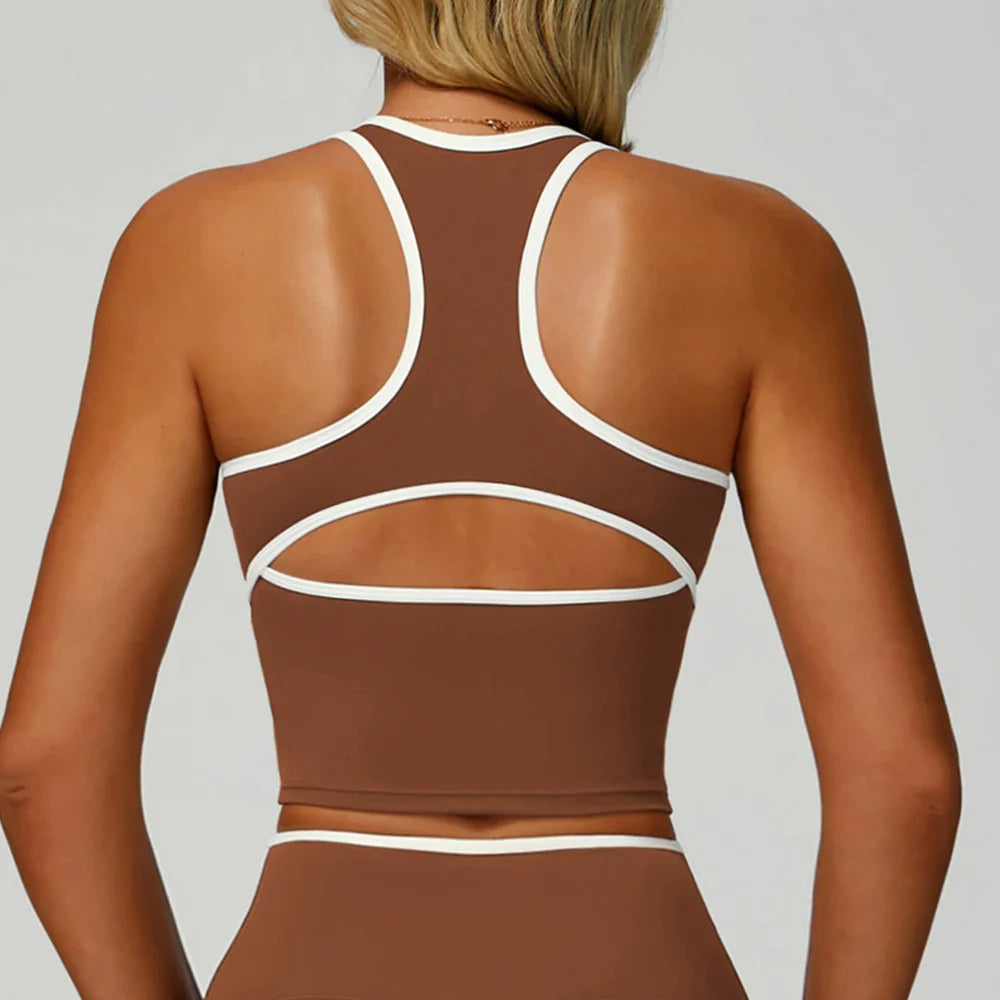 Running Sports Bra Women Underwear High Support Open Back Yoga Bra Breathable Fitness Pilates Tank Workout Top Removable Pads