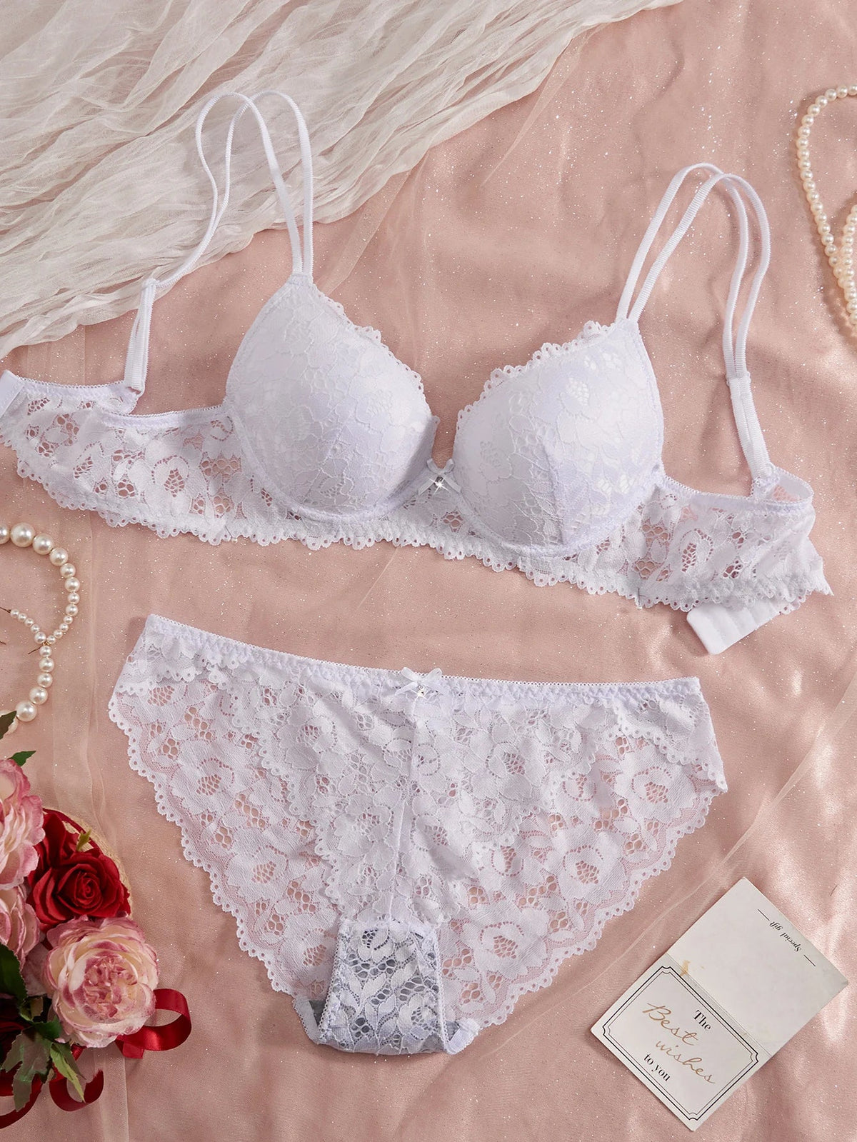 Single of Women's Underwear Set Sexy Lace Patchwork with Push Up Bra Romantic Sheer Women's Panties