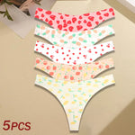 5Pcs Women G-string Seamless Sweet Fruit Thongs Low-waist Panties Ladies Soft Cute Thongs Female S-XL T-Back Panties Underwear