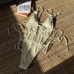 2026 New Deep V One Piece Black Swimsuit Halter Solid Color Women's Backless Bathing Suit Bandage White Swimwear For Female