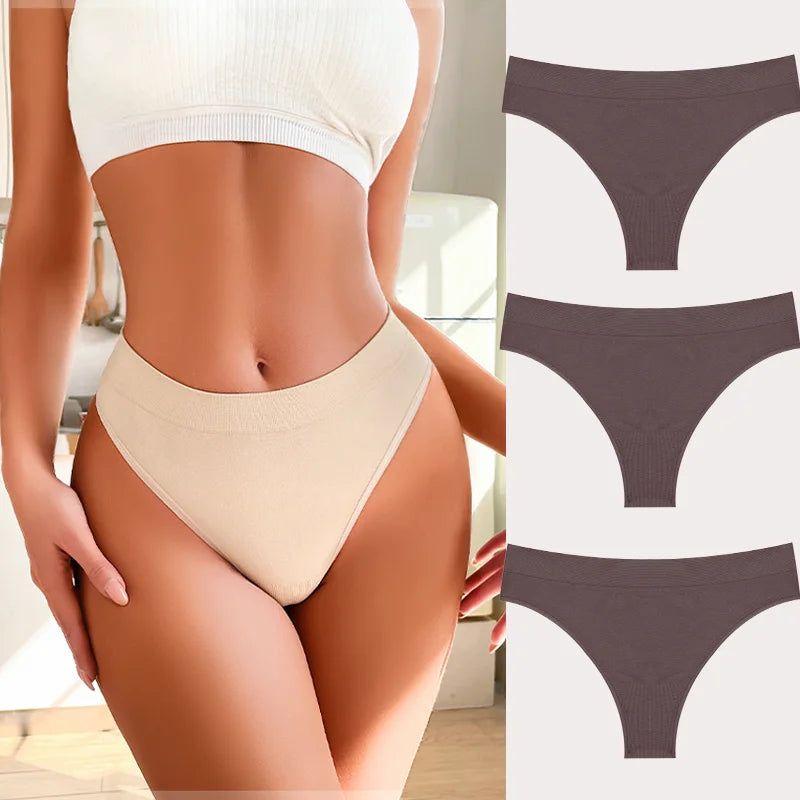 3PCS Seamless Women's Lingerie Female Thongs Sexy Underwear Low-Rise Underpant Women's Panties Intimates Bikini Briefs S-XL