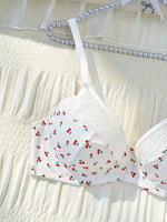 Wide Straps Plus Size Women's underwear set Flowers Lace Unlined Underwire Support Bra Comfort Lace Panties Lingerie Set