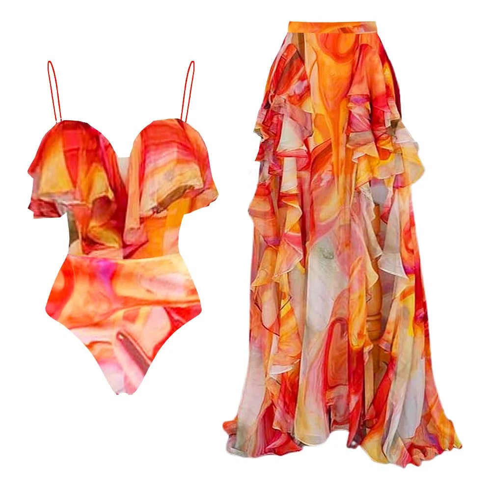 Floral 2Pcs Sexy Swimsuit 2026 Bandeau Biquini Women Bikini Push UpSwimwear Female Swim Suits Cover Up Bathingsuit Beachwear