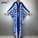 WINYI Africa Bohemia print Kimonos loose dresses for woman Cardigans beach outfits kaftan beach cover up evening dress maxi coat