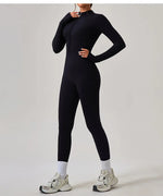 Women's Jumpsuits One-Piece Suit Yoga Set Zipper Long Sleeve Gym Push Up Workout Clothes Fitness Bodysuit Sportswear Tracksuit