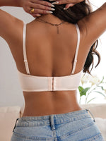 Summer Women's Solid Color Sexy bras Unadorned Push-Up with Scalloped Edge Plunge bra