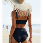 2026 Sexy Strappy Bikini High Waist Swimsuit Women Black Mesh Swimwear Female Bathers Bathing Swimming Suit Padded Beachwear